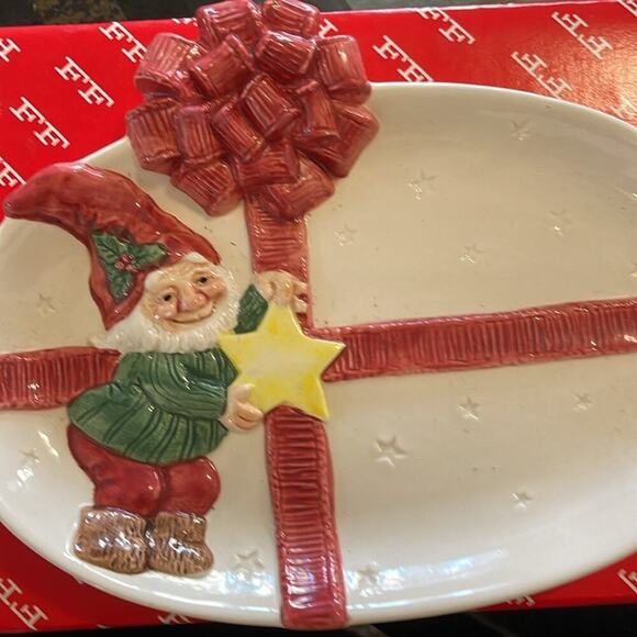 Holiday - Santa’s helper canapé plate Fitz & Floyd - Picture 1 of 5